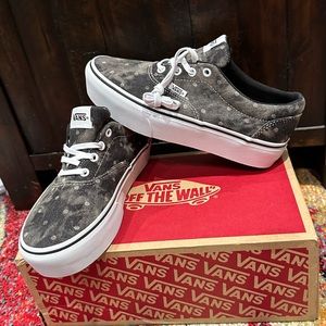 Vans Doheny Platform Washed Black Denim PolkaDot Sneakers